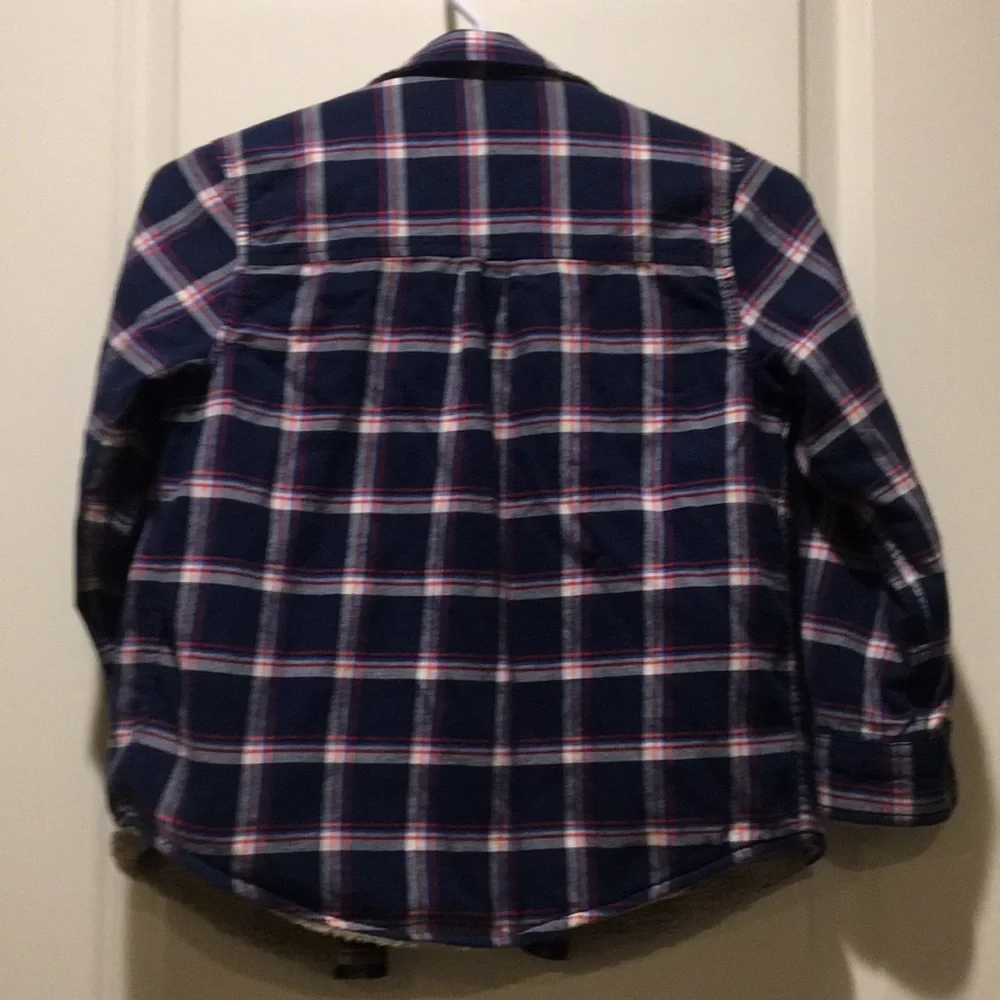 Cat & Jack plaid button down shacket jacket fleece lined comfy/cozy kids S (6/7)